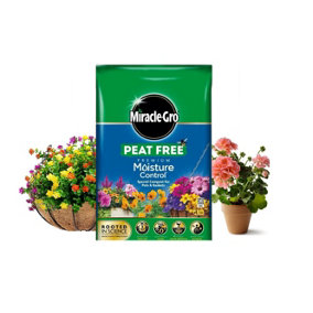 Miracle Gro Moisture Control Compost Pots & Baskets Peat Free Premium Soil 10L