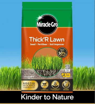 Miracle-Gro Thick R Lawn Grass Seed Fertiliser Soil Improver Nitrogen Feed 4kg