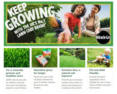 Miracle-Gro Thick R Lawn Grass Seed Fertiliser Soil Improver Nitrogen Feed 4kg - 6