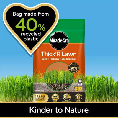 Miracle-Gro Thick R Lawn Grass Seed Fertiliser Soil Improver Nitrogen Feed 4kg - 7