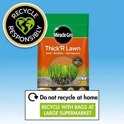 Miracle-Gro Thick R Lawn Grass Seed Fertiliser Soil Improver Nitrogen Feed 4kg - 8