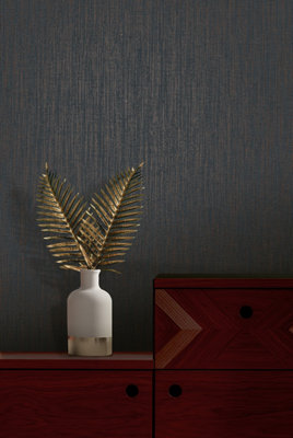 Mirage Amara Linen-effect Navy Wallpaper