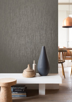 Mirage Amara Linen-effect Pewter Wallpaper