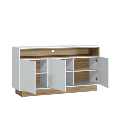 Mirage Loft Sideboard 130cm White & Dark Oak - Creative Furniture