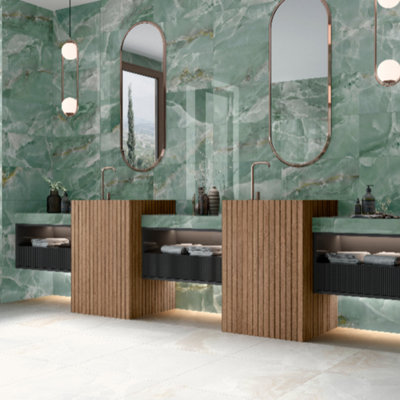 Mirage Marble Gloss Green Ceramic Tile - 595 x 295mm