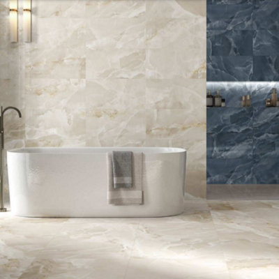 Mirage Marble Gloss  Polished Ivory Ceramic Tile 595 x 295 mm