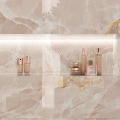 Mirage Marble Gloss Polished Pink Ceramic Tile 595 x 295mm