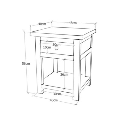 Mirano 1 Drawer Bedside Table Chrome Knob