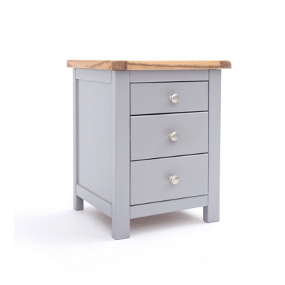 Mirano 3 Drawer Bedside Table Chrome Knob