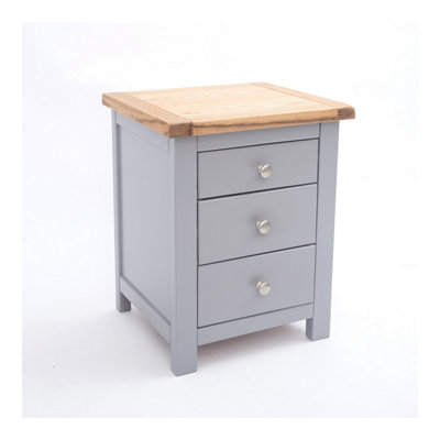 Mirano 3 Drawer Bedside Table Chrome Knob