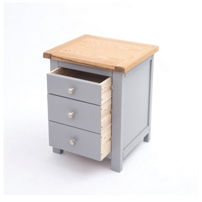 Mirano 3 Drawer Bedside Table Chrome Knob