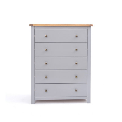 Mirano 5 Drawer Chest of Drawers Brass Knob