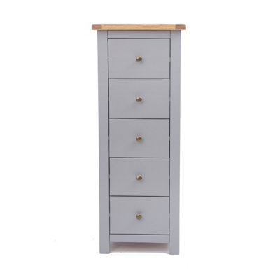 Mirano 5 Drawer Narrow Chest of Drawers Brass Knob