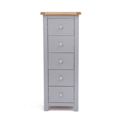 Mirano 5 Drawer Narrow Chest of Drawers Chrome Knob