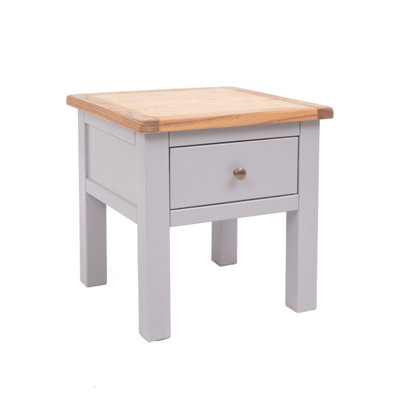 Mirano Grey 1 Drawer Side Table Brass Knob
