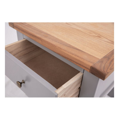 Mirano Grey 1 Drawer Side Table Brass Knob