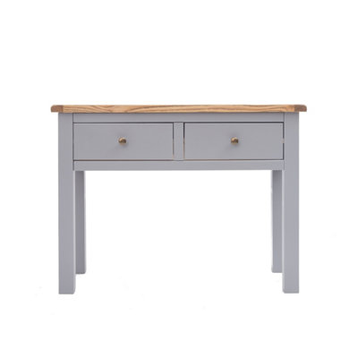 Mirano Grey 2 Drawer Console Table Brass Knob