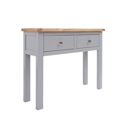 Mirano Grey 2 Drawer Console Table Brass Knob
