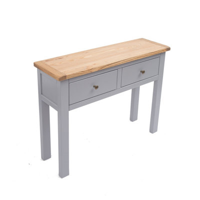 Mirano Grey 2 Drawer Console Table Brass Knob