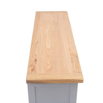 Mirano Grey 2 Drawer Console Table Brass Knob