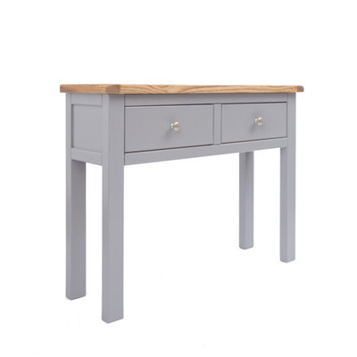 Mirano Grey 2 Drawer Console Table Satin Chrome Knob