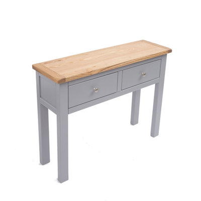 Mirano Grey 2 Drawer Console Table Satin Chrome Knob