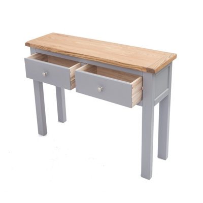 Mirano Grey 2 Drawer Console Table Satin Chrome Knob
