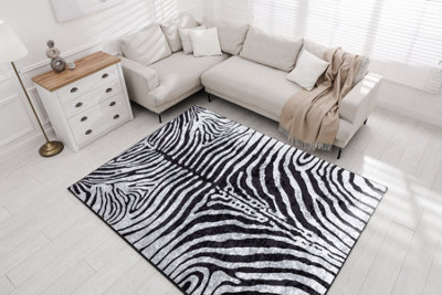MIRO 51331.803 washing carpet Zebra anti-slip - black / white 200x290 cm