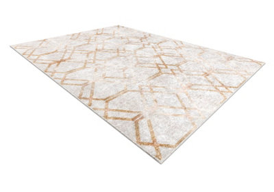 MIRO 51805.804 washing carpet Geometric, trellis anti-slip - gold  200x290 cm