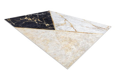 MIRO 52103.801 washing carpet Marble, geometric anti-slip - gold  140x190 cm