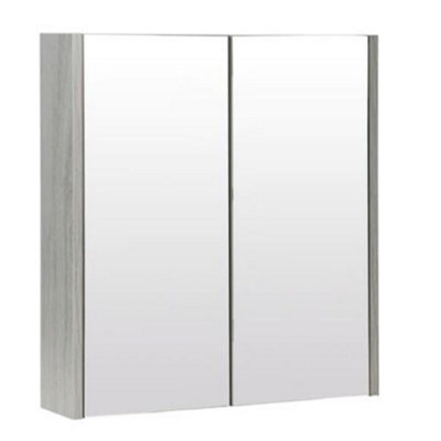 Mirror Bathroom Cabinet 600mm Wide - Silver Oak