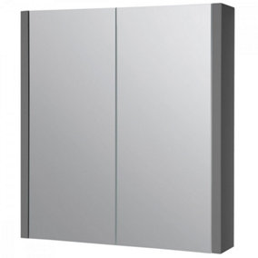 Mirror Bathroom Cabinet 600mm Wide - Storm Grey Gloss - (Urban)