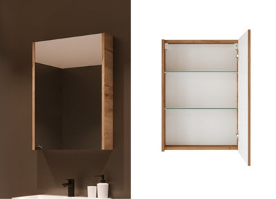 Mirror Bathroom Cabinet Mirrored Wall Unit 500mm Slimline Storage Craft Oak Avir