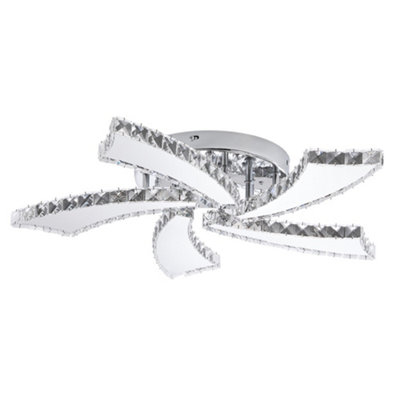 Mirror Chrome LED Ceiling Light Remote Dimmable