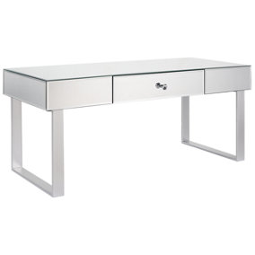 Mirrored Coffee Table with Drawer Silver NESLE