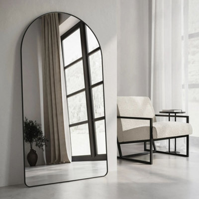 MirrorMaison - Arkivo Full Length Black Arch Mirror - 145cm x 75cm - Apartment Arch Mirror - Black Frame