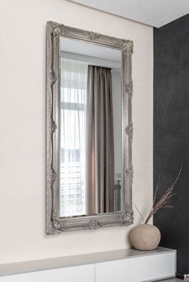 MirrorOutlet Abbey Full Length Leaner Large Silver Decorative Ornate Wall Mirror 5Ft5 X 2Ft7, (168cm X 78cm)