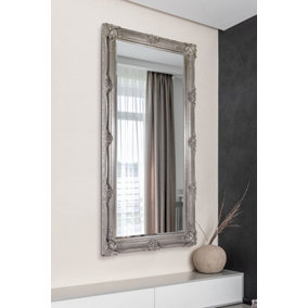 MirrorOutlet Abbey Full Length Leaner Large Silver Decorative Ornate Wall Mirror 5Ft5 X 2Ft7, (168cm X 78cm)