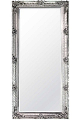MirrorOutlet Abbey Full Length Leaner Large Silver Decorative Ornate Wall Mirror 5Ft5 X 2Ft7, (168cm X 78cm)