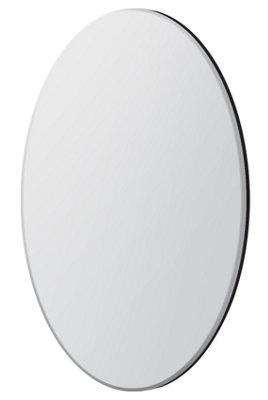 MirrorOutlet All Glass Bevelled Frameless Modern Design Round Mirror 110 x 110CM
