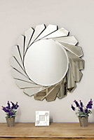 MirrorOutlet All Glass Frameless Modern Circular  Round Wall Mirror 80 x 80 CM