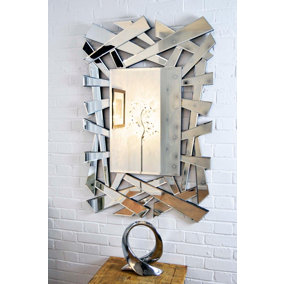 MirrorOutlet All glass Langdale Stylised Hexagonal Lines Mirror 120 x 82