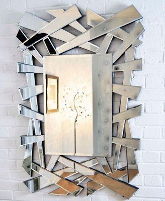 MirrorOutlet All glass Langdale Stylised Hexagonal Lines Mirror 120 x 82