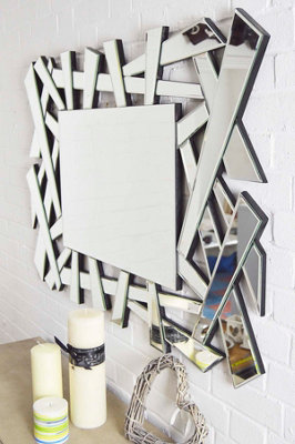 MirrorOutlet All glass Langdale Stylised Hexagonal Lines Mirror 120 x 82