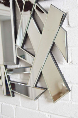 MirrorOutlet All glass Langdale Stylised Hexagonal Lines Mirror 120 x 82