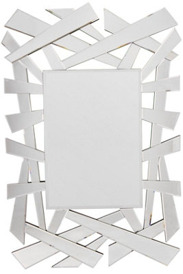 MirrorOutlet All glass Langdale Stylised Hexagonal Lines Mirror 120 x 82