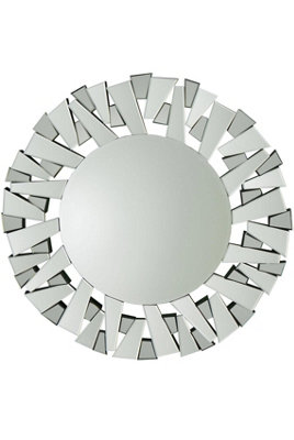 MirrorOutlet All Glass Modern Segmented Circular Round Mirror 98 x 98 CM