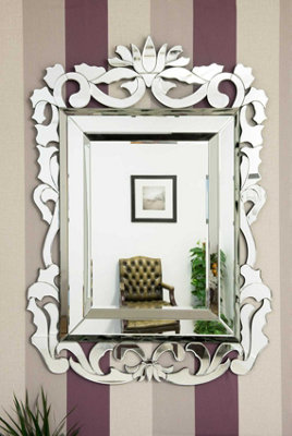 MirrorOutlet All Glass Stylised Baroque Inspired Wall Mirror 135 x 99 CM