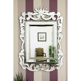 MirrorOutlet All Glass Stylised Baroque Inspired Wall Mirror 135 x 99 CM