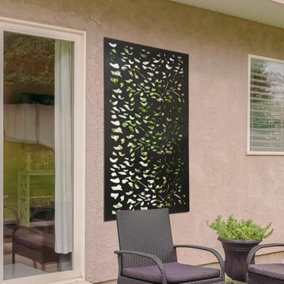MirrorOutlet Amarelle Extra Large Metal Leaf design Decorative Garden screen Mirror 120x60 cm
